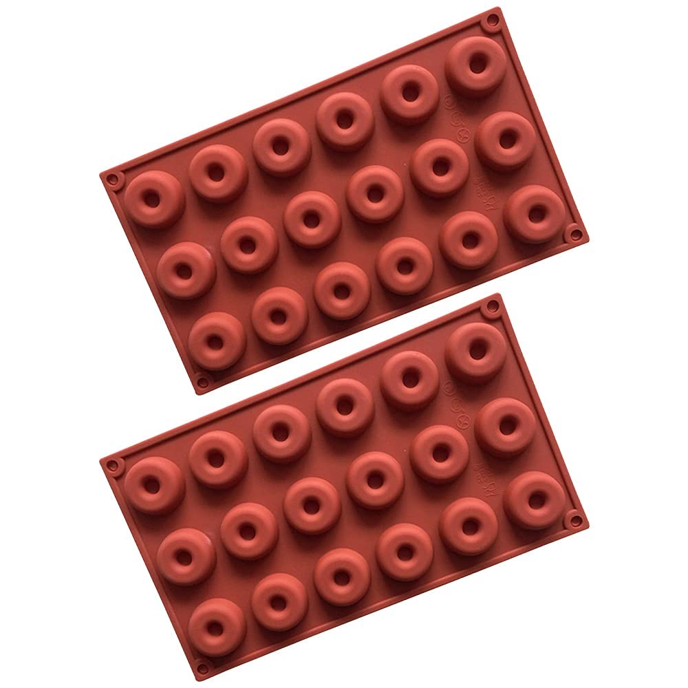 APKEY 18-Cavity Donut Baking Non-stick Cake Molds 2 Pcs Silicone DIY Pastris Desserts Baking Molds 29.8 * 17.3 * 1.4 cm Mould Easy Clean Dishwasher Microwave Safe