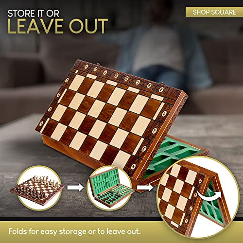 Wegiel AMBASSADOR EUROPEAN CHESS SET Handmade European Ambassador Chess Set - Wooden 21 Inch Beech & Birch Board thumb #4