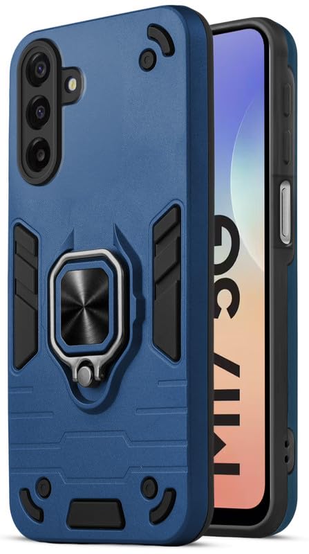 Mr. Case Back Cover for Samsung M17 5G with 360° Rotating Ring Stand | Dual Layer Shockproof Protection | Tough Frame | Raised Camera Protection Case -Royal Blue