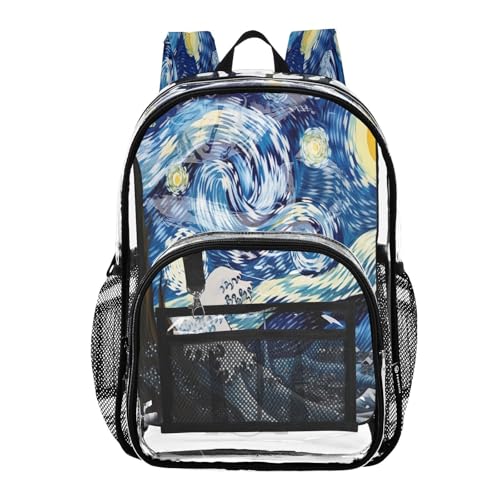 Big Wave Clear Backpack - Stadium Approved Large 15.7-inch Waterproof Transparent Bag for Sports, Concerts, Work, Travel#216