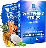 Whitening Strips for Sensitive Teeth – Enamel Safe, Peroxide-Free Coconut Teeth Whitening Strips with Natural Enzymes – Gentle White Stips for Sensitive Gums (28 Count (Pack of 1), Mint)