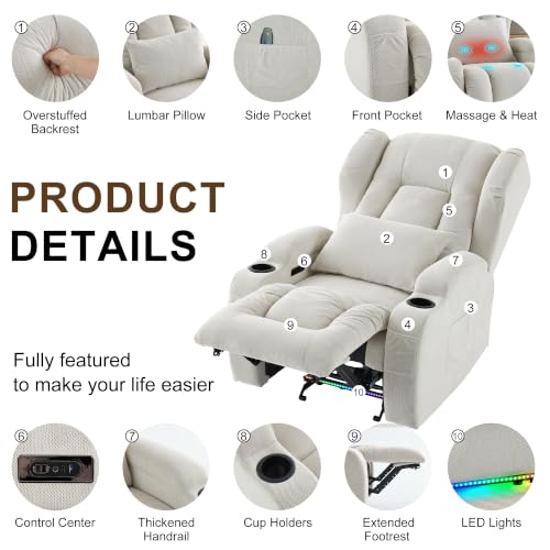 Image of DRMBOOK Power Recliner Chair, Wall Hugger Reclining Sofa