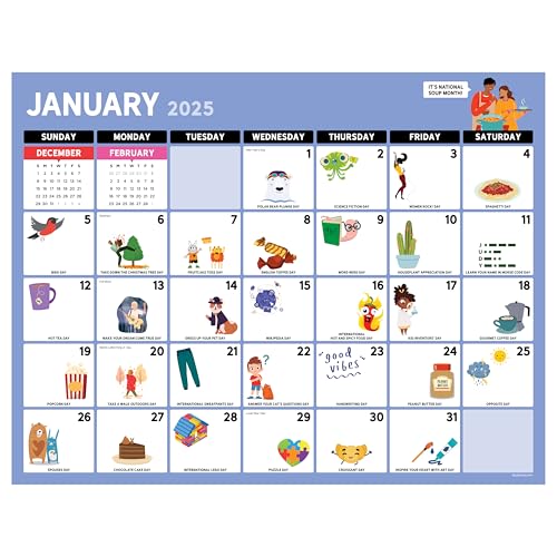 TF PUBLISHING Bloco de mesa grande 2025 Every Day's A Holiday - Calendário de mesa para 12 meses -