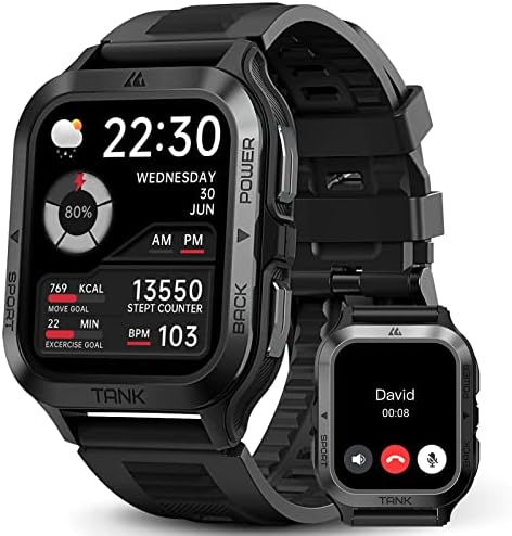 AMAZTIM Smart Watch, 60 Days Extra-Long Battery, 50M Waterproof, Rugged Military Bluetooth Call(Answer/Dial Calls) Fitness Tracker, 1.85" Ultra Large HD Display, AI Voice Assistant 24H Sleep Monitor