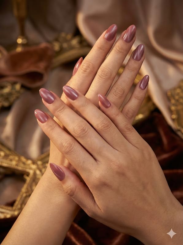 Image of Glossy Almond Shape Press On Nails Glossy Nude Pink | Medium Length Artificial Fake Nails | Reusable Full Cover Nail Tips | Salon Finish Stick On Nails for Women | 24 Pcs with Glue & Adhesive Tabs