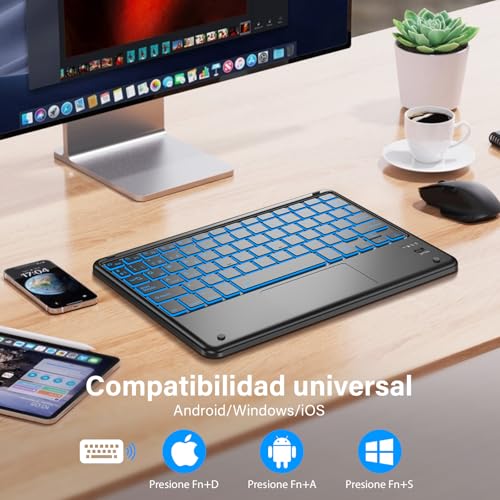 Teclado bluetooth inalámbrico español KBCASE compatible con iPad, Samsung y tablet Windows 2