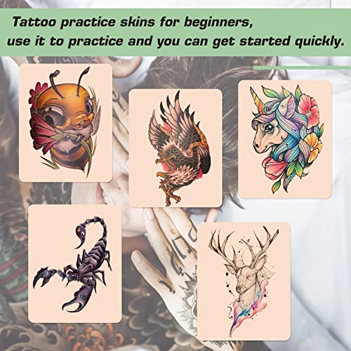 Rayyl 20PCS Tattoo Practice Skin with Transfer Paper Kit - Includes 5PCS Tattoo Practice Fake Skin and 15PCS Transfer Paper for Beginners & Experienced Artists…