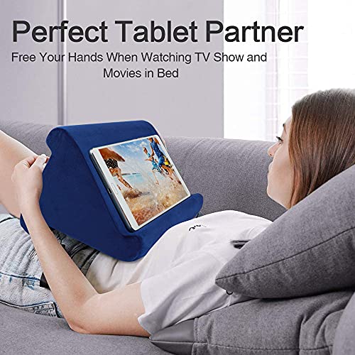 XOCOY Tablet Stand Pillow, Multi-Angle Soft Pillow Lap Stand, Book Couch Pillow Stand, Tablet Wedge Holder, Portable Triangle Tablet Stand for Tablets, eReaders, Smartphones, Books(Navy) - Image 4