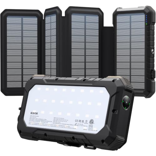 BLAVOR Solar Charger Power Bank, PD 18W Fast Charging 20000mAh Battery Pack with 4 Foldable Panels...