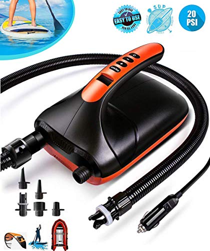 Preisvergleich Produktbild SUP Luftpumpe Elektrische 20PSI 5 Mulfunktionale Luftdüsen 12V Quick-Fill mit Multifunktion Elektropumpe Intelligente Zweistufige Auto-Off-Funktion für Schlauchboote Luftmatrazen Rettungsboot