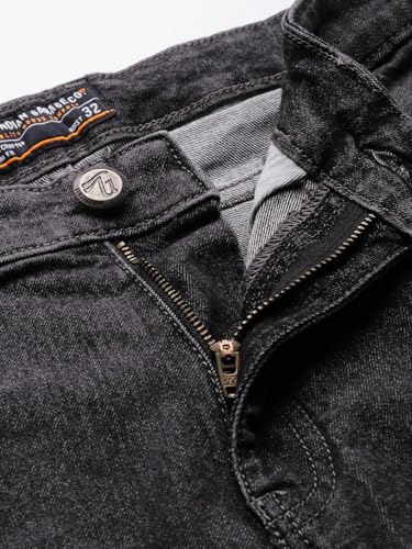 Image of The Indian Garage Co Men Slim Fit Solid Mid-Rise Stretchable Jeans