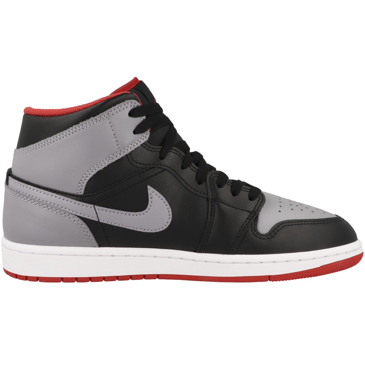 NikeAir Jordan Mid Men's Shoes (DQ8426-006, Black/Cement Grey-FIRE  RED-White)