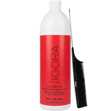IgoraRoyal 20 Vol Developer 33.8oz + Salonly Comb 2pc Bundle