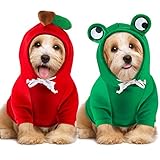 2 Pieces Dog Hoodies Frog Shape Puppy Clothes Dog Fruit Sweatshirt Outfit Warm Winter Sweater Coat Costume for Medium Dogs Cat Puppy Chihuahua Yorkie Clothes Cold Weather Coat, M