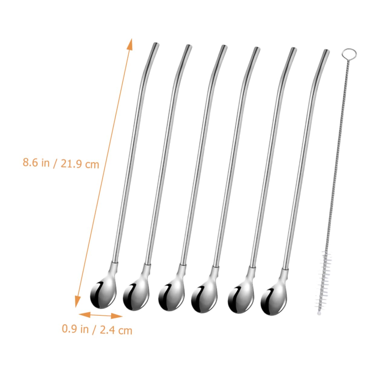 KICHOUSE Stainless Steel Straws Spoons 6 Pack Mixing Spoons Straw Kitchen Utensils for Cooking