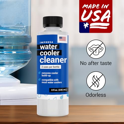 IMPRESA 4 Uses Water Cooler Cleaner to Remove Unwanted Build-Up - Water Dispenser Cleaner - Suitable for Water Cooler Bottom Load or Top Load Models Water Cooler Dispenser Cleaner 2pk 8oz Bottles