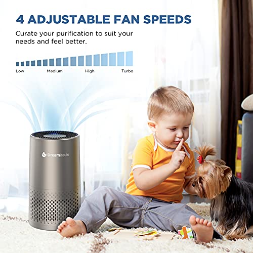 Hepa Air Purifier For Home, Dreamiracle H13 True Hepa Air Filter 99.97% Purification Smoke Remote Control 4-Stage Filtration Air Cleaner Available For Bedroom, Living Room, Kitchen, And Office #TOP4