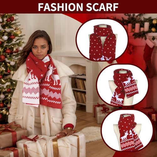Unisex Christmas Scarf Christmas Theme Scarves Winter Knitted Scarf2