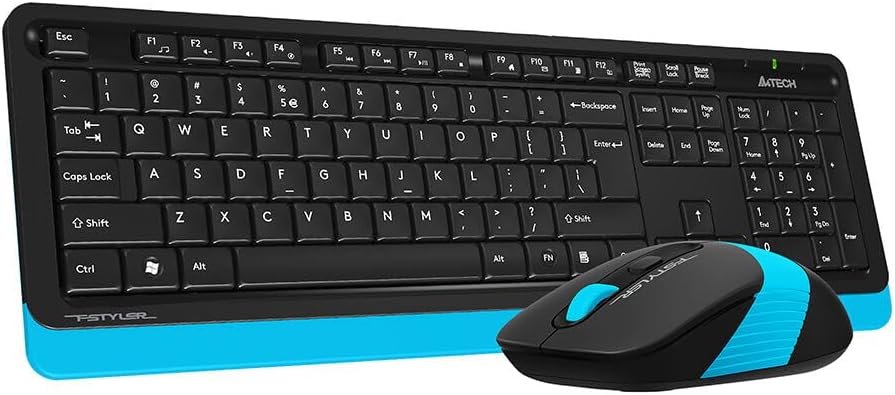 A4 Tech FG1010 Turkish Multimedia Keyboard FN 2.4G Q + Optical Mouse 2000 DPI Black/Blue