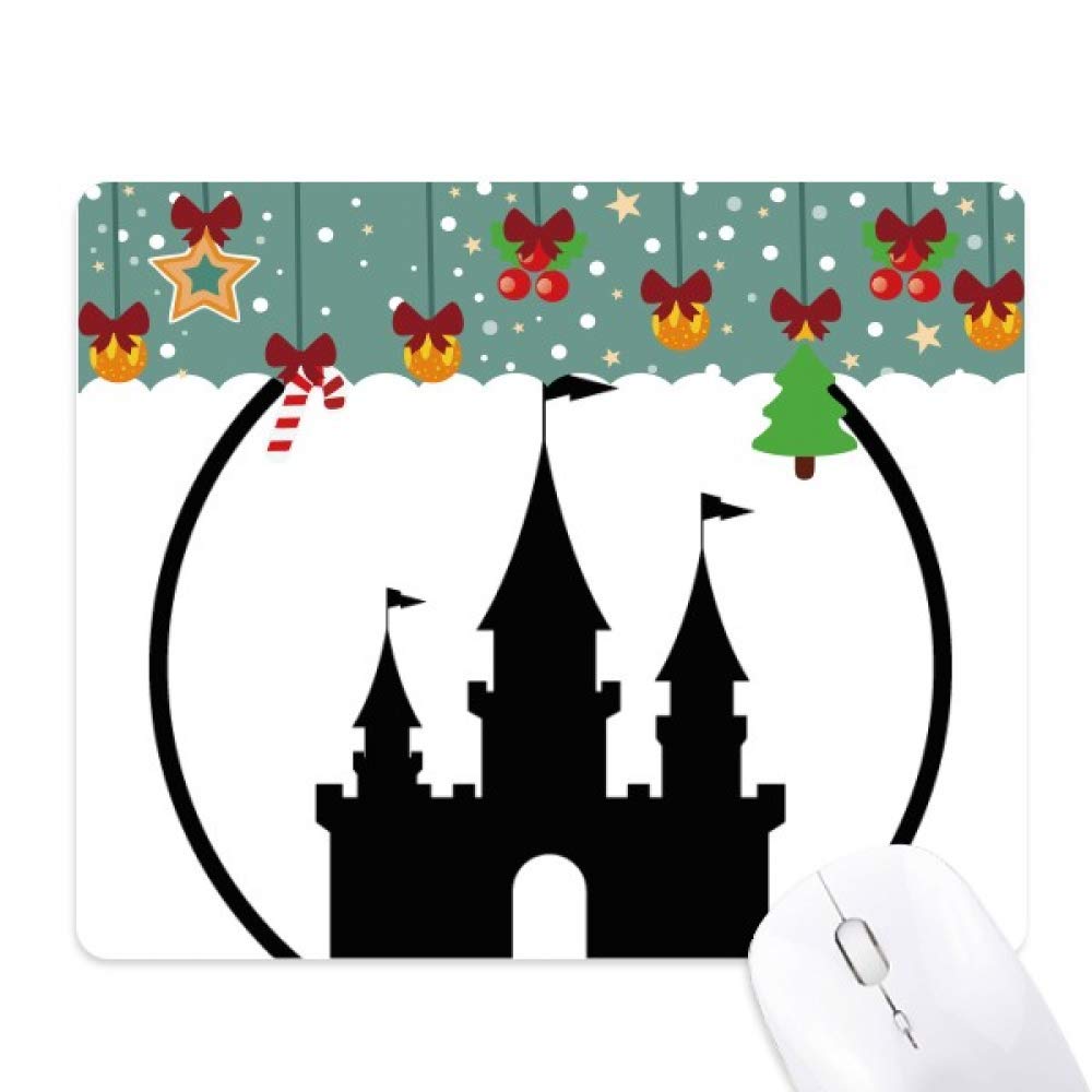 Tapis de souris caoutchouc noir motif château parc d'attraction design silhouette - 5