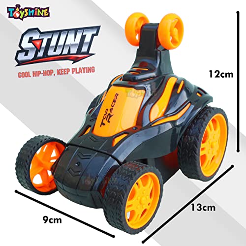 Image of Toyshine Music and Lights Vibe Car Remote Control Car RC Stunt Vehicle 360Rotating Rolling Radio Control Electric Race Car Boys Toys Kids Gifts Light - Orange