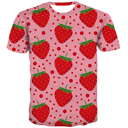 KYKU Pink Strawberry Shirt Men Strawberries Fruit Graphic
