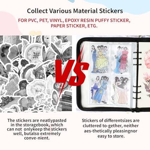 Image of Sticker Storage Book,Organize Your Stickers with Ease A5 Sticker Storage Album,Sticker Binder Book with 120 Sized Pockets and 40 Sheets of Double-Sided Reused Blank Paper,for Planner Stickers