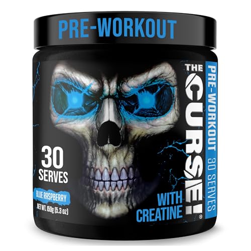 JNX SPORTS The Curse! Pre Workout Powder - Blue Raspberry 30 Servings | Preworkout: Boost Strength, Energy + Focus for Men & Women | Caffeine, Beta-Alanine, Creatine & L-Citrulline