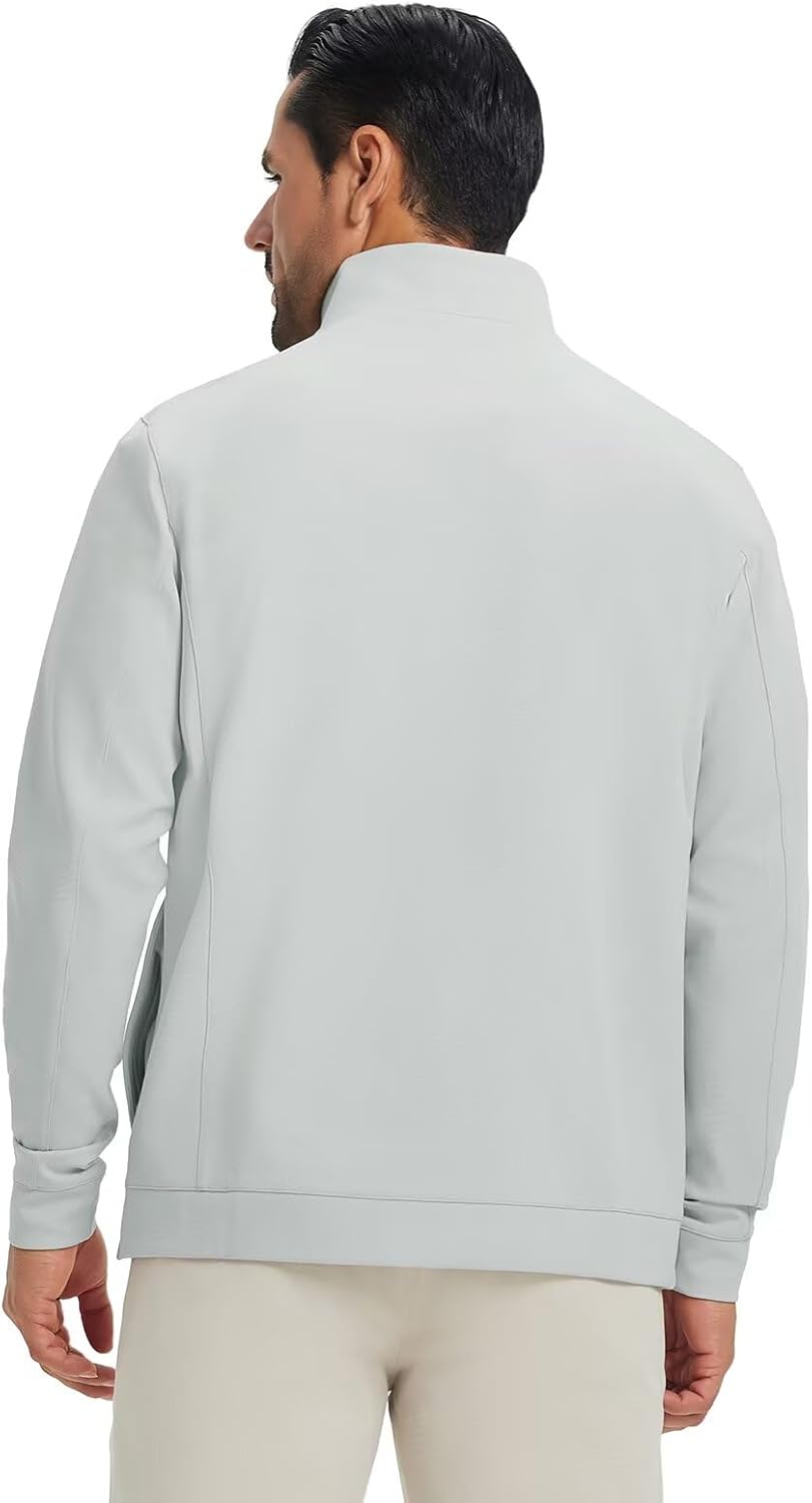 MAELREG Mens Full Zip Up Jacket Casual Stand Collar Lightweight Golf Softshell Windbreaker Jacket for Men 5 Pockets - Image 3