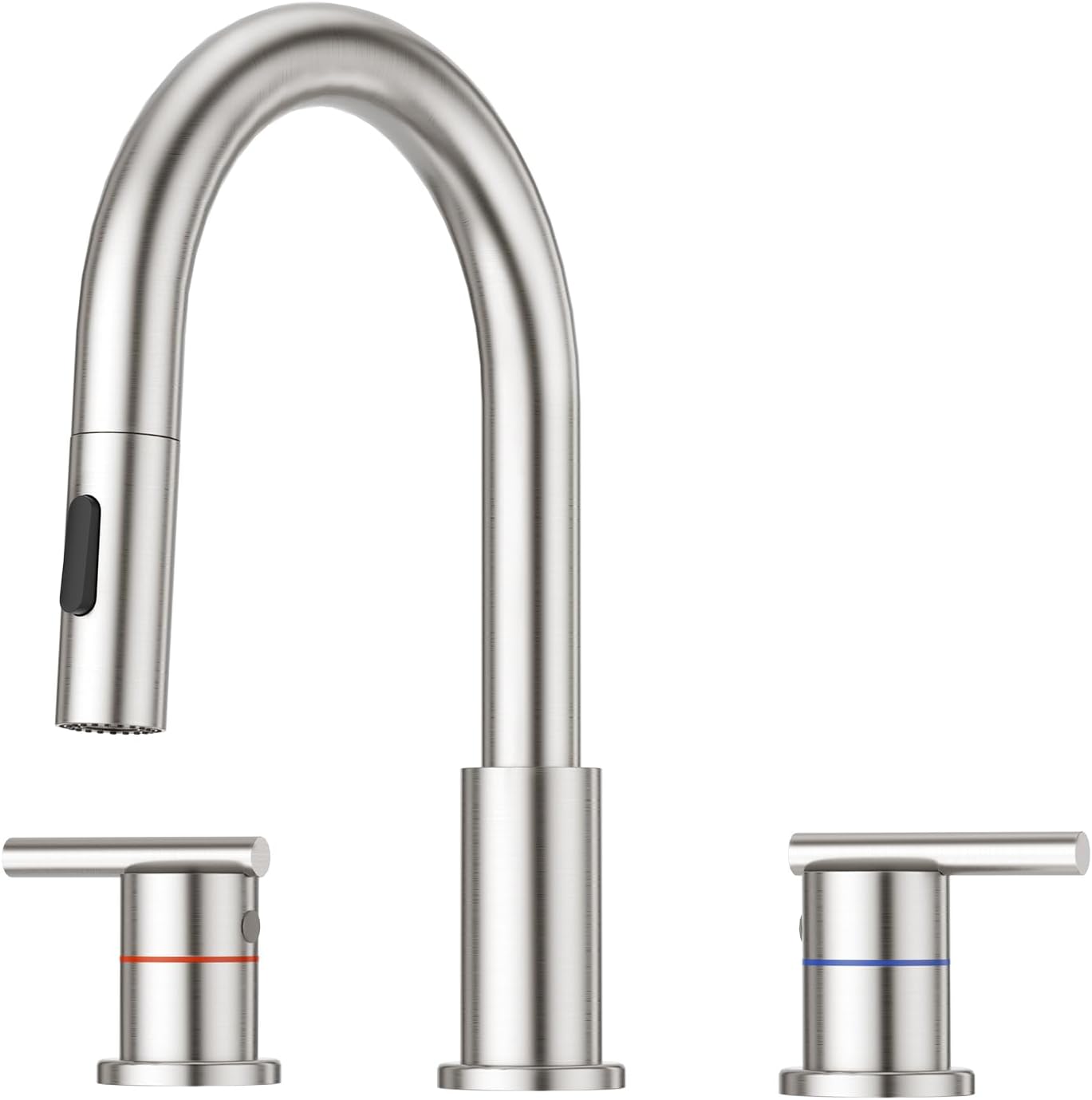 Faustina Bathroom Faucet 3 Hole with Pull-Down Sprayer, Brushed