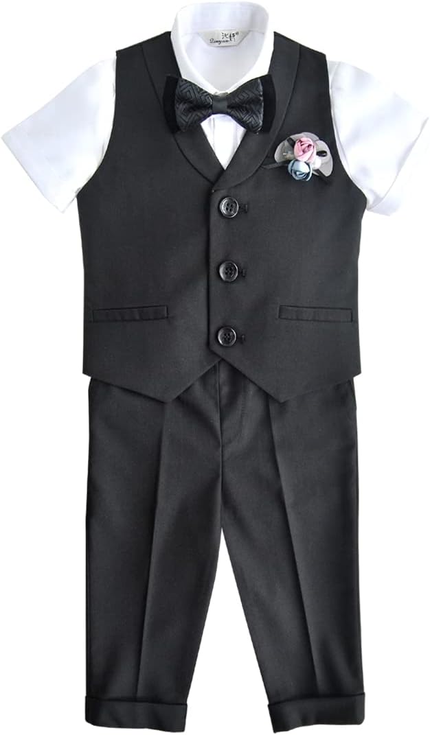 Boys' Suit for Banquet Formal One Button Jacket Shawl Lapel Vest and Pants Set