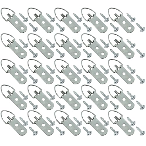Image of 25PCS Silver D Ring Metal Hook Picture Hook Hardware with Screw for Hanging Decorative Objects Picture Frame Small Mirror Artwork