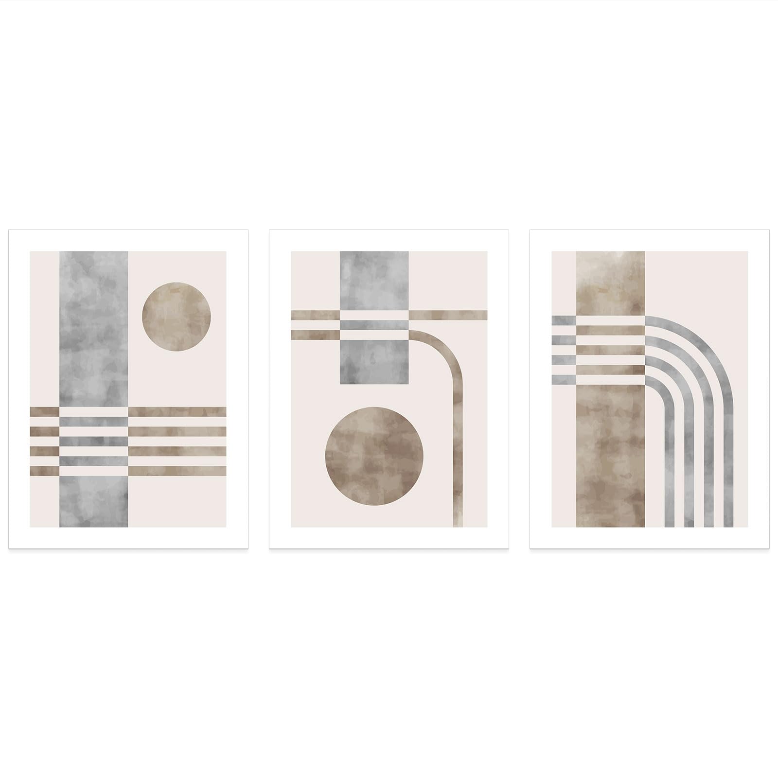 Lumalea - Zestaw 3 plakatów/plakatów, tryptyk, geometryczne, czarne obramowanie, 3 plakaty, 70 x 100 cm