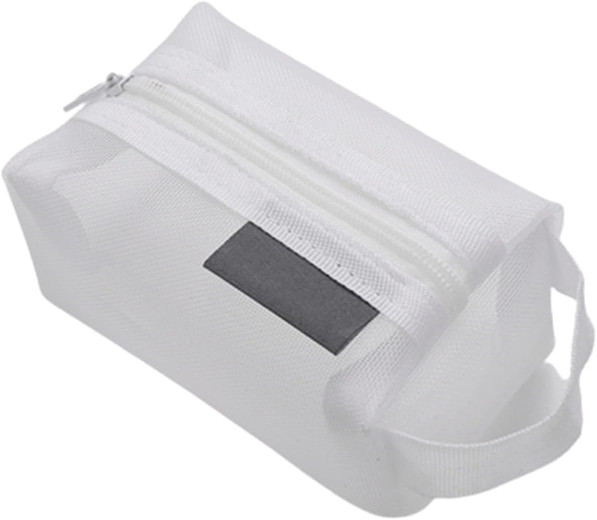 Lcmei White Mini Simple Nylon Three-Dimensional Square Mesh Coin Purse,Large-Capacity Transparent Storage Bag,Small Travel Makeup Cosmetic Bag Organizer (White)