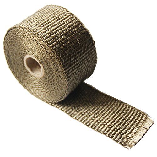 Image of LEDAUT Heat Shield Insulation with Ties for Pipe 16' Roll Titanium Motorcycle Exhaust Tape Thermal Protection