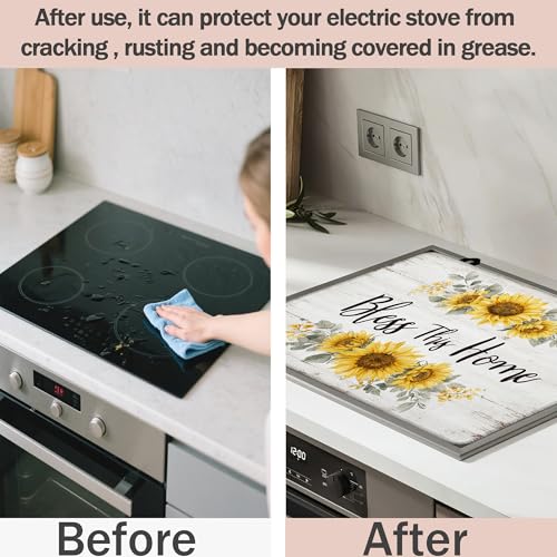Image of Bless This Home Stove Cover for Electric and Glass Stove Tops 3-in-1 Stove Mat, Heat Resistant Counter Protector Mat, Non-Slip Surface & Drying Rack, 28.5 inchLx20.5 inchW