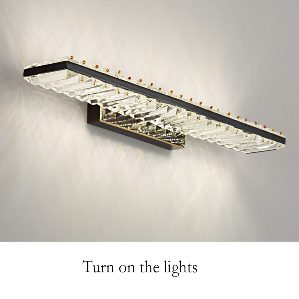 Luces de tocador Led de Cristal K9 para baño, lámpara de Pared Moderna sobre Espejo con luz de Espejo tricromática 3000-6000k
