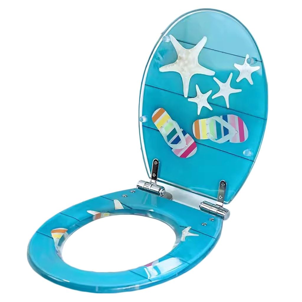 Lunette de WC colorée avec abattant fermeture lente motif étoiles de mer