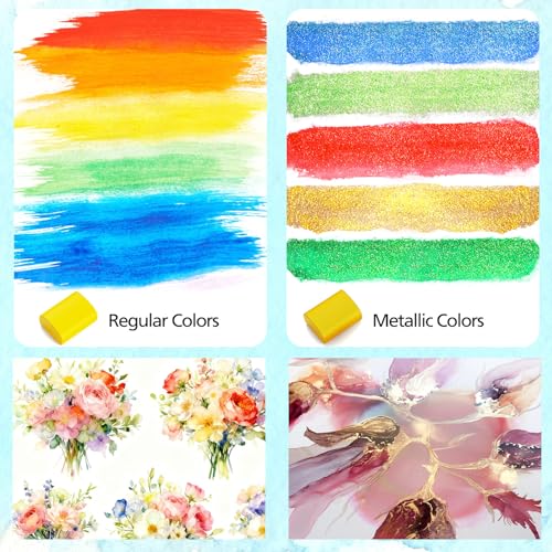 Caliart 128 Colors Watercolor Paint Set Portable, for Adults Artists Professionals Teen Girls Boys Beginners, Art Supplies Watercolor Painting Kit Sketch Coloring Drawing Christmas Gifts image 5