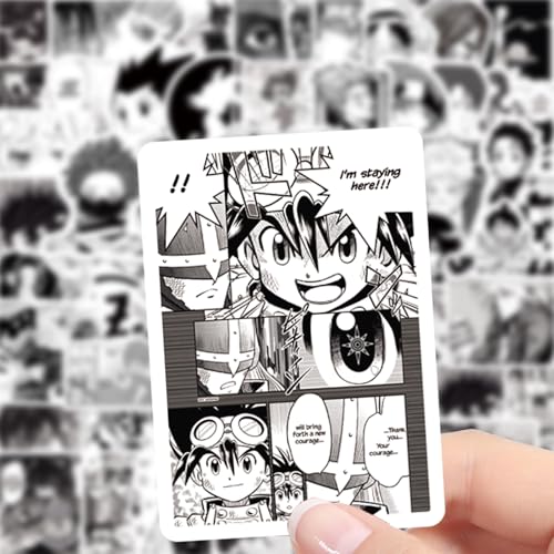 Image of 100pcs Black and White Anime Stickers for Kids,Movie Decorative Sticker for Kids Teens Waterproof Stickers for Water Bottle Laptop Luggage Helmet Skateboard Guitar