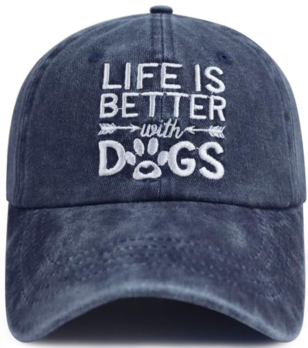Life is Better with Dogs Hat for Men Women Funny Adjustable Embroidered Animal Gifts Baseball Cap