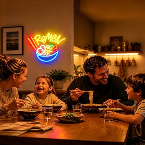 Image of Ramen Neon Sign for Wall Decor Light Up Sign Led Signs for Room Party Home Wall Decor USB Powered