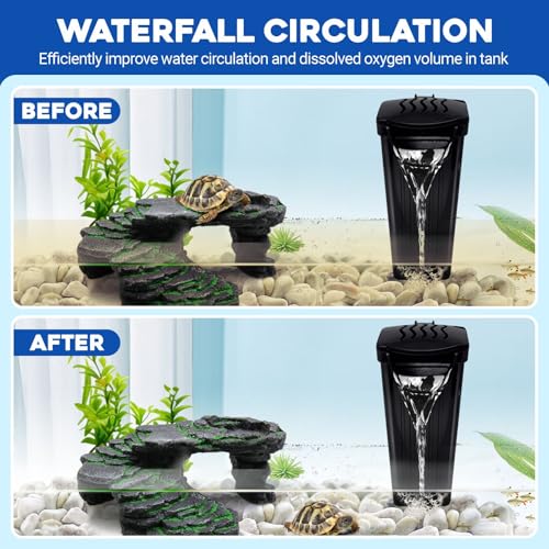 Image of GOZILLA Turtle Tank Filter 74GPH, Low Water Level Turtle Tank 3.5W Fish Tank Aquarium Filters for Small Tanks up to 15 Gallons Include 2 Replacement Cartridge.(Black)