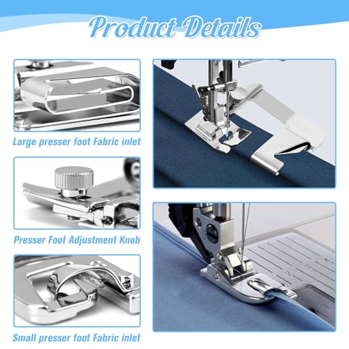 Miniatura 3 de Set De 6 Prensatelas De Acero Inoxidable Para Máquina De Coser - Dobladillos Y Bordes Precisos - Compatible Con Brother Singer Janome Toyota