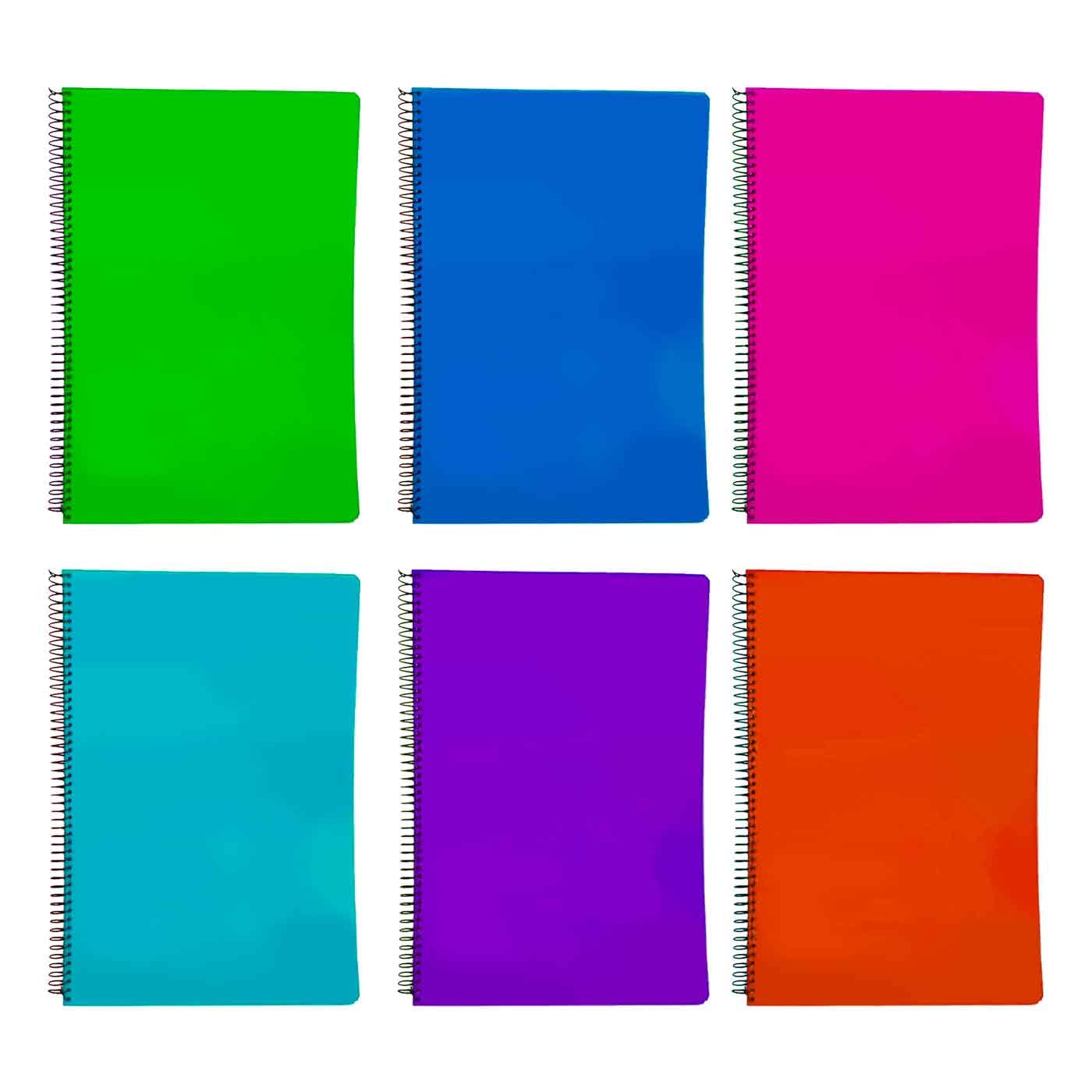 Lot de 6 cahiers à couverture rigide A4 avec 80 feuilles quadrillées, idéal pour l'école, couleur assortie, avec anneaux, 31 x 21,5 cm