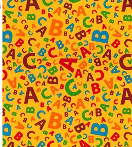 Tissu polycoton alphabet jaune 5m pour créer des cadeaux de naissance uniques