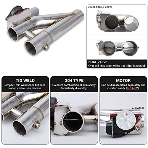 Ando Racing 2.5“ Electric Exhaust Cutout Valve, Dual Flaps Type Motor E-Cut Valve Kit Remote Controller #TOP1