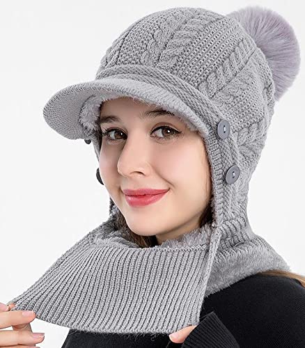 Gorro de invierno femenino tipo slouchy con bufanda y mascarilla miniatura 5