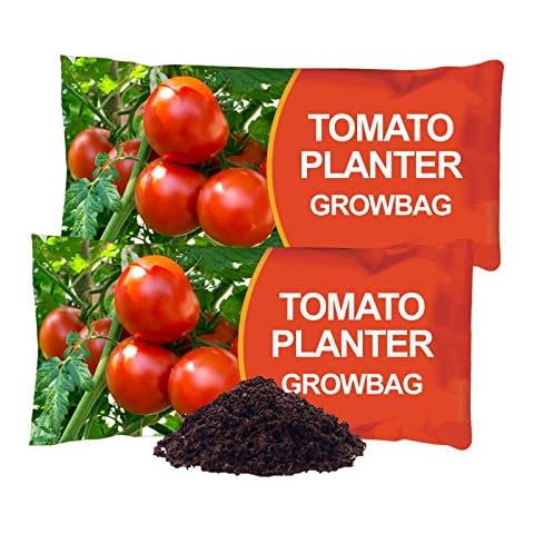 simpahome Tomato Planter Nutrient Enriched Compost Grow Bags - 2 x Deep Fill Grow Bags - Upto 8 Weeks Food Cover