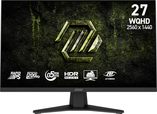 Image of msi MAG 274QF E20 27-inch 2560 x 1440 (WQHD) Gaming Monitor, 200Hz, AMD FreeSync Premium, NVIDIA G-SYNC Compatible, HDR Ready, HDMI, VGA Port, VESA, Tilt, 0.5ms, Black